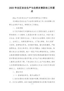2025年全区安全生产与自然灾害防治工作要点