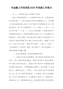 市金融工作局党组2025年党建工作要点