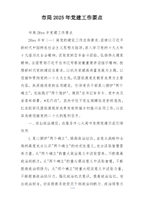 市局2025年党建工作要点