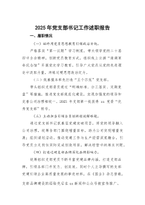 2025年党支部书记工作述职报告(参考)