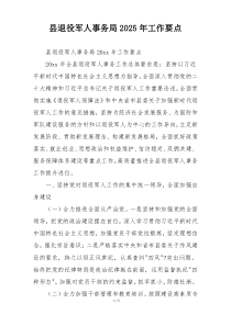 县退役军人事务局2025年工作要点