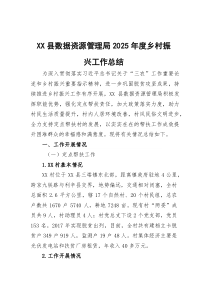 XX县数据资源管理局2025年度乡村振兴工作总结(参考)
