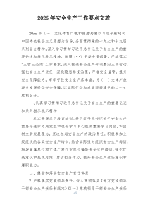 2025年安全生产工作要点文旅