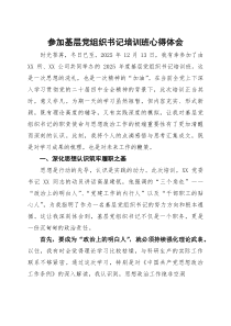 参加基层党组织书记培训班心得体会(参考)