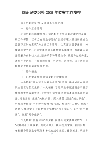 国企纪委纪检2025年监察工作安排