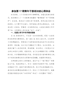 参加第17期青年干部培训班心得体会(参考)