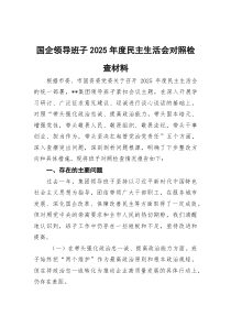 国企领导班子2025年度民主生活会对照检查材料(参考)