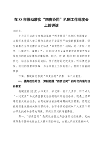 在2025年全市推动落实“四责协同”机制工作调度会上的讲话(参考)