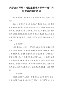 关于支部开展“岗位建新功对标争一流”岗位实践活动的通知