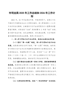 市司法局2025年工作总结和2026年工作计划(参考)