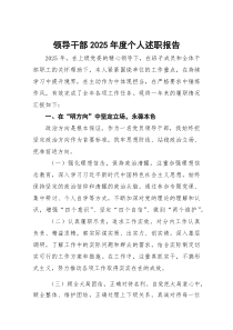 领导干部2025年度个人述职报告(参考)