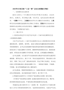 2025年2月党支部三会一课会议记录模板