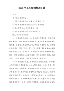 2025年工作谋划整理5篇