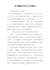 市卫健委2025年工作要点