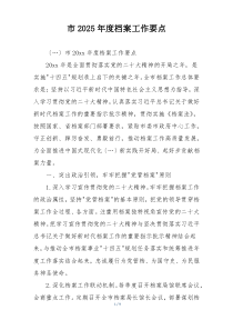 市2025年度档案工作要点