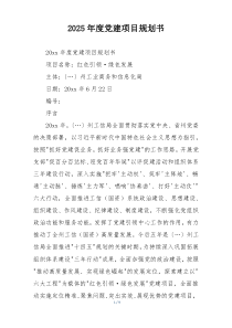 2025年度党建项目规划书