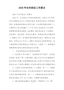 2025年全市政法工作要点
