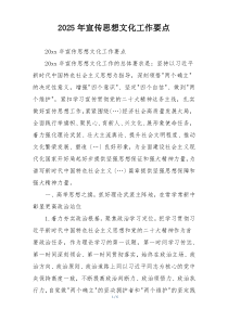 2025年宣传思想文化工作要点