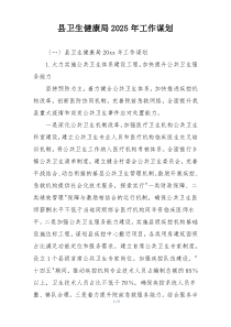 县卫生健康局2025年工作谋划