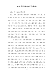 2025年市政协工作安排