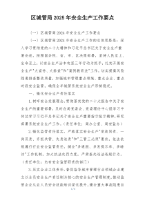 区城管局2025年安全生产工作要点