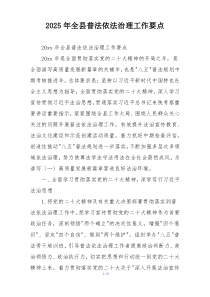 2025年全县普法依法治理工作要点