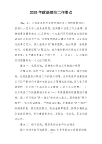 2025年政法综治工作要点