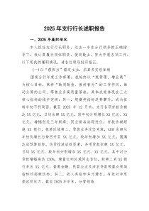 (材料)2025年支行行长述职报告