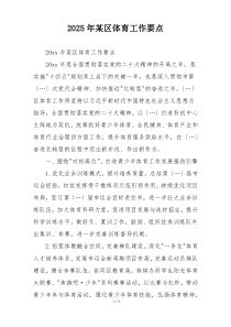 2025年某区体育工作要点