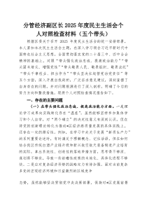 (材料)分管经济副区长2025年度民主生活会个人对照检查材料（五个带头）