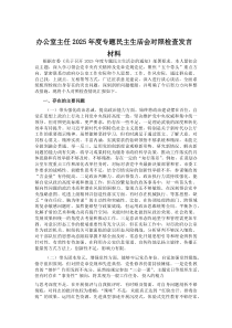 (材料)办公室主任2025年度专题民主生活会对照检查发言材料