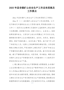 2025年县非煤矿山安全生产工作总体思路及工作要点