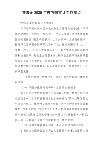 某国企2025年度内部审计工作要点