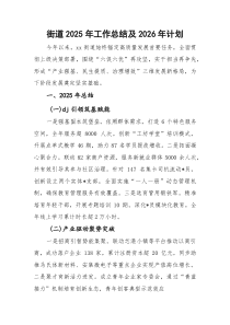 (材料)街道2025年工作总结及2026年计划