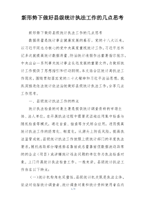 新形势下做好县级统计执法工作的几点思考