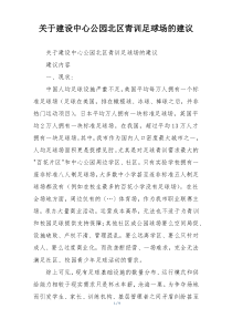 关于建设中心公园北区青训足球场的建议