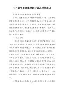 农村青年娶妻难原因分析及对策建议