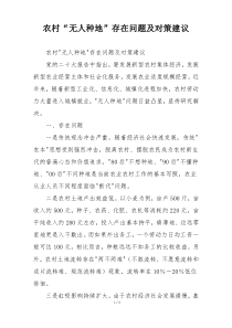 农村“无人种地”存在问题及对策建议