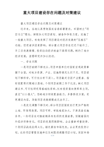 重大项目建设存在问题及对策建议