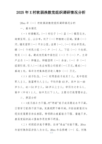2025年X村软弱涣散党组织调研情况分析