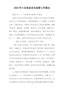 2025年X区食品安全监管工作要点