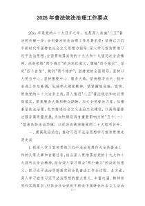 2025年普法依法治理工作要点