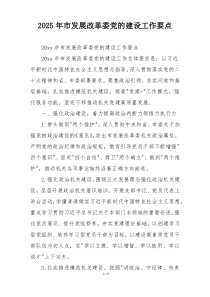 2025年市发展改革委党的建设工作要点