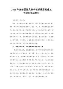 (参考)2025年度基层党支部书记抓基层党建工作述职报告材料