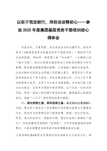 (参考)以实干笃定前行，用担当诠释初心——参加2025年度集团基层党务干部培训班心得体会