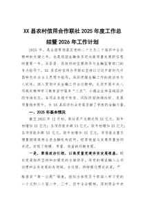 (参考)县农村信用合作联社2025年度工作总结暨2026年工作计划