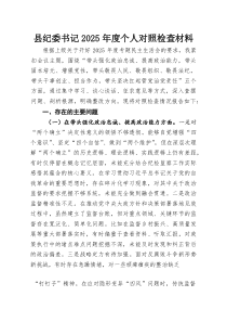 (参考)县纪委书记2025年度个人对照检查材料