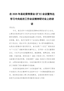 (参考)在2025年县纪委常委会（扩大）会议暨传达学习中央经济工作会议精神研讨会上的讲话