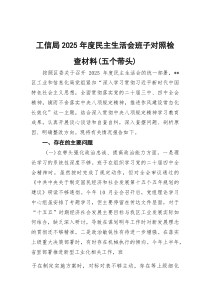 (参考)工信局2025年度民主生活会班子对照检查材料（五个带头）