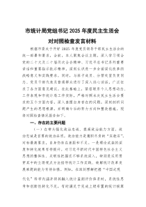 (参考)市统计局党组书记2025年度民主生活会对照检查发言材料